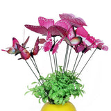 Max 12 Pieces Garden Yard Planter Butterfly Stakes Lawn Decor Ornaments Rose Red
