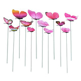 Max 12 Pieces Garden Yard Planter Butterfly Stakes Lawn Decor Ornaments Rose Red