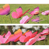 Max 12 Pieces Garden Yard Planter Butterfly Stakes Lawn Decor Ornaments Rose Red