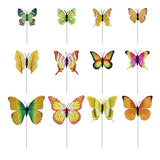 Max 12 Pieces Garden Yard Planter Butterfly Stakes Lawn Decor Ornaments Yellow