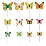Max 12 Pieces Garden Yard Planter Butterfly Stakes Lawn Decor Ornaments Yellow