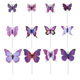 Max 12 Pieces Garden Yard Planter Butterfly Stakes Lawn Decor Ornaments Purple