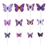 Max 12 Pieces Garden Yard Planter Butterfly Stakes Lawn Decor Ornaments Purple