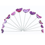 Max 12 Pieces Garden Yard Planter Butterfly Stakes Lawn Decor Ornaments Purple
