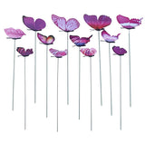 Max 12 Pieces Garden Yard Planter Butterfly Stakes Lawn Decor Ornaments Purple