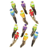 Max 12Pcs Artificial Foam Feather Birds Crafts Home Garden Decor with Claw