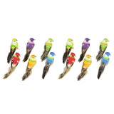 Max 12Pcs Artificial Foam Feather Birds Crafts Home Garden Decor with Claw
