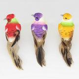Max 12Pcs Artificial Foam Feather Birds Crafts Home Garden Decor with Claw