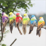 Max 12Pcs Artificial Foam Feather Birds Crafts Home Garden Decor with Claw