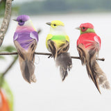 Max 12Pcs Artificial Foam Feather Birds Crafts Home Garden Decor with Claw