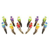 Max 12Pcs Artificial Foam Feather Birds Crafts Home Garden Decor with Claw