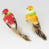 Max 12Pcs Artificial Foam Feather Birds Crafts Home Garden Decor with Claw