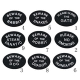 Max Black Oval Statement Plaque Outdoor Garden Wall Sign PLEASE CLOSE THE GATE