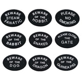Max Black Oval Statement Plaque Outdoor Garden Wall Sign PLEASE CLOSE THE GATE