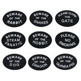 Max Black Oval Statement Plaque Outdoor Garden Wall Sign PLEASE CLOSE THE GATE