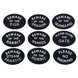 Max Black Oval Statement Plaque Outdoor Garden Wall Sign PLEASE CLOSE THE GATE