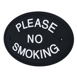 Max Black Oval Statement Plaque Outdoor Garden Wall Sign PLEASE NO SMOKING