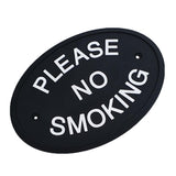 Max Black Oval Statement Plaque Outdoor Garden Wall Sign PLEASE NO SMOKING