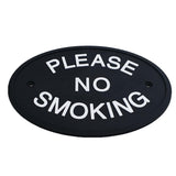 Max Black Oval Statement Plaque Outdoor Garden Wall Sign PLEASE NO SMOKING