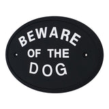 Max Black Oval Statement Plaque Outdoor Garden Wall Sign BEWARE OF THE DOG