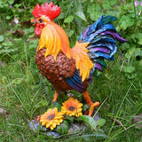 Max Resin Rooster Cock Figurine Garden Yard Ornament Farm Animal Decor Model A