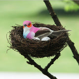 Max Artificial Hay Bird Nest & Feather Foam Bird & Bird Eggs for Home Tree Decor