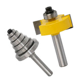 Max Rabbet Router Bit with 6 Pieces Bearings Set - 8mm Shank Woodworking Tool