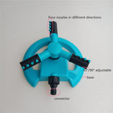 Max Lawn Rotating Water Sprinkler 4 Nozzles Garden Hose Irrigation Tool Blue