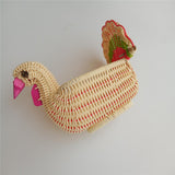 Max Little Turkey Shape Rattan Bread Fruit Basket Home Snacks Candy Plate
