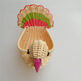 Max Little Turkey Shape Rattan Bread Fruit Basket Home Snacks Candy Plate