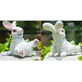 Max Small Resin Sitting Rabbit Bunny Figurine Statue Outdoor Lawn Decor White