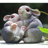 Max Small Resin Rabbit Bunny Figurine Statue Outdoor Lawn Yard Decor Hug _Gray