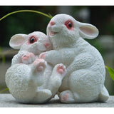 Max Small Resin Rabbit Bunny Figurine Statue Outdoor Lawn Yard Decor Hug _White