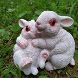 Max Small Resin Rabbit Bunny Figurine Statue Outdoor Lawn Yard Decor Hug _White