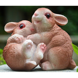 Max Small Resin Rabbit Bunny Figurine Statue Outdoor Lawn Yard Decor Hug _Brown
