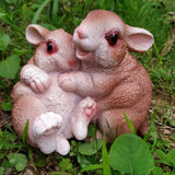 Max Small Resin Rabbit Bunny Figurine Statue Outdoor Lawn Yard Decor Hug _Brown