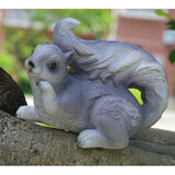Max Resin Waving Squirrel Figurine Statue Outdoor Lawn Yard Decor Dance Gray