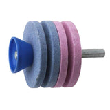 Max Lawn Mower Blade Sharpener Grinder Wheel Stone for Power Drill Blue and Pink