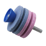 Max Lawn Mower Blade Sharpener Grinder Wheel Stone for Power Drill Blue and Pink