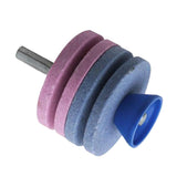 Max Lawn Mower Blade Sharpener Grinder Wheel Stone for Power Drill Blue and Pink