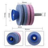 Max Lawn Mower Blade Sharpener Grinder Wheel Stone for Power Drill Blue and Pink