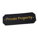 Max Private Property House Door Plaque Garden Wall Sign in (Black) Yellow Word