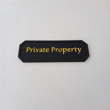 Max Private Property House Door Plaque Garden Wall Sign in (Black) Yellow Word