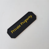 Max Private Property House Door Plaque Garden Wall Sign in (Black) Yellow Word