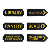 Max Black Statement Plaque Garden Wall Door Sign LIBRARY
