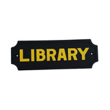 Max Black Statement Plaque Garden Wall Door Sign LIBRARY