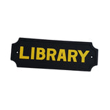Max Black Statement Plaque Garden Wall Door Sign LIBRARY