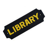 Max Black Statement Plaque Garden Wall Door Sign LIBRARY