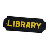 Max Black Statement Plaque Garden Wall Door Sign LIBRARY