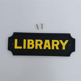 Max Black Statement Plaque Garden Wall Door Sign LIBRARY